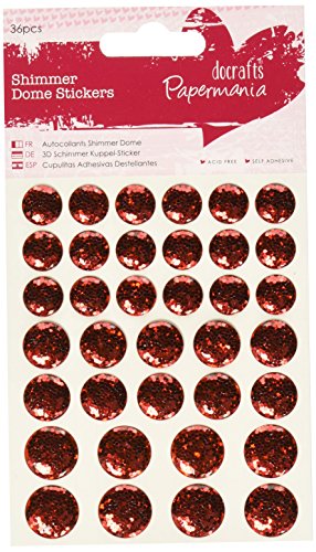Papermania Shimmer Dome Stickers - Rot - 36 Stück von Papermania