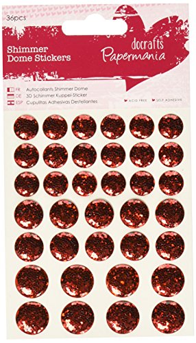 Papermania Shimmer Dome Stickers - Rot - 36 Stück von Papermania