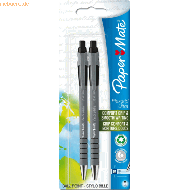 Papermate Kugelschreiber Flexgrip Ultra M 0,4 blau F VE=2 Stück Bliste von Papermate