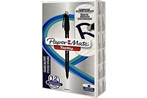 PAPER MATE Replay radierbarer Kugelschreiber zum 40. Jahrestag, limitierte Edition, 12 Stück, Schwarz von PAPER MATE