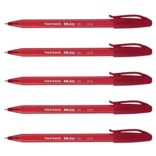 Paper:Mate Tintenroller InkJoy 100, dreieckig, mit Kappe, Spitze, 5 Stück Rot von PAPER MATE