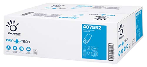 Papernet 407552 DRYTECH W Falz Falthandtücher, Zellstoff, Wave Prägung, 2-Lagen, Weiß (VE 2000 Stueckzahl) von Papernet
