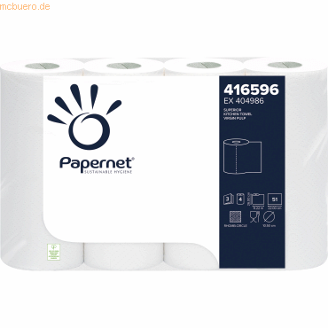 Papernet Küchenrolle 416596 3-lagig 51 Blatt weiß 4 Rollen von Papernet