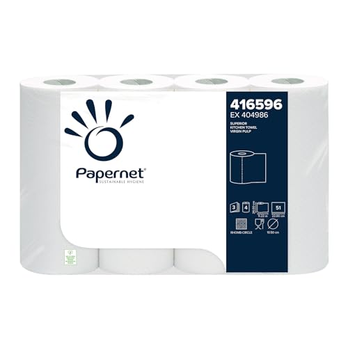 Papernet Küchenrolle SUPERIOR, Zellstoff, 3lagig, auf Rolle, 51 Blatt, 26 x 22 cm, weiß (4 Rollen) von Papernet