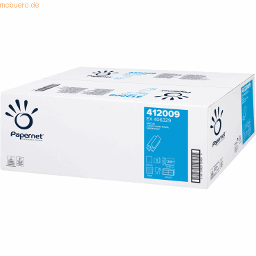 Papernet Papierhandtuch 412009 2-lagig Z 22x24cm weiß 20x200 Blatt von Papernet