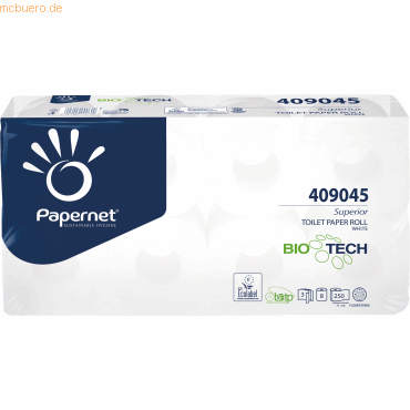 Papernet Toilettenpapier Superior 250 Blatt weiß 8 Rollen von Papernet