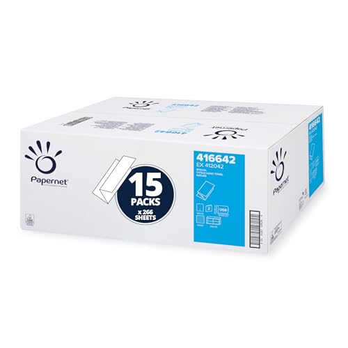 Papernet V-Falz Papierhandtücher 416642 hergestellt aus Altpapier | 2-lagig | Gefaltet | Kompatibel mit Papernet antibakteriellen C/V-Spendern | 15 Packungen à 266 Blatt 23 x 24cm, Weiß Papernet V-Falz Papierhandtücher 416642 hergestellt aus Altpapier | 2-lagig | Gefaltet | Kompatibel mit Papernet antibakteriellen C/V-Spendern | 15 Packungen à 266 Blatt 23 x 24cm, Weiß von Papernet