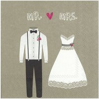 Serviette "Mr. & Mrs." - 20 Stück von Braun