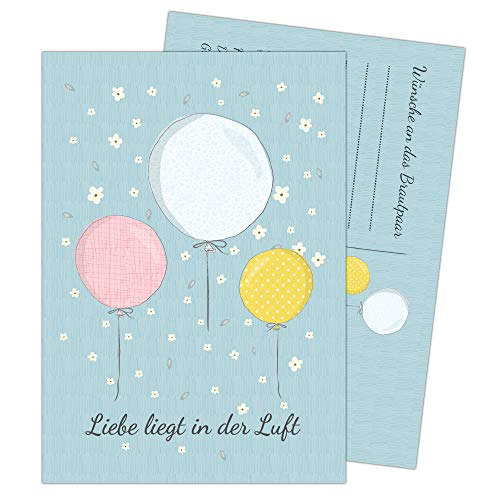 Papierdrachen 100 Ballonflugkarten zur Hochzeit - BallonKarten zum Anbinden an Heliumballons - Liebe liegt in der Luft - superleicht für einen weiten Flug von Papierdrachen