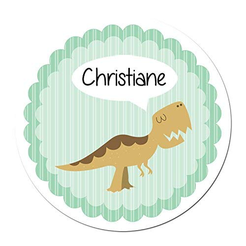 24 individuelle Aufkleber für Kinder - Motiv Dino - personalisierte Sticker - Schule Einschulung von Papierdrachen