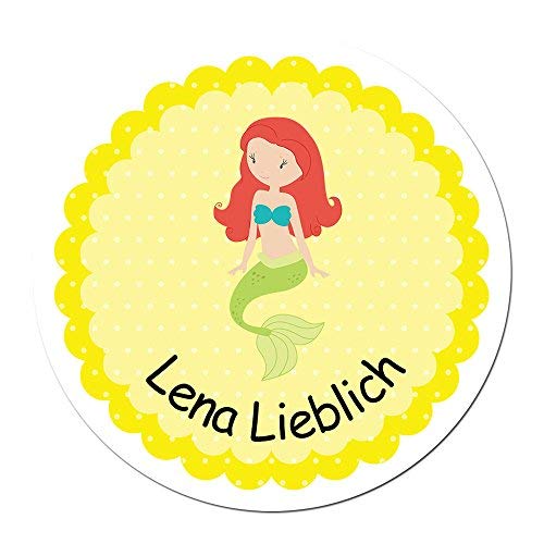 24 individuelle Aufkleber für Kinder - Motiv Meerjungfrau - personalisierte Sticker - Schule Einschulung von Papierdrachen