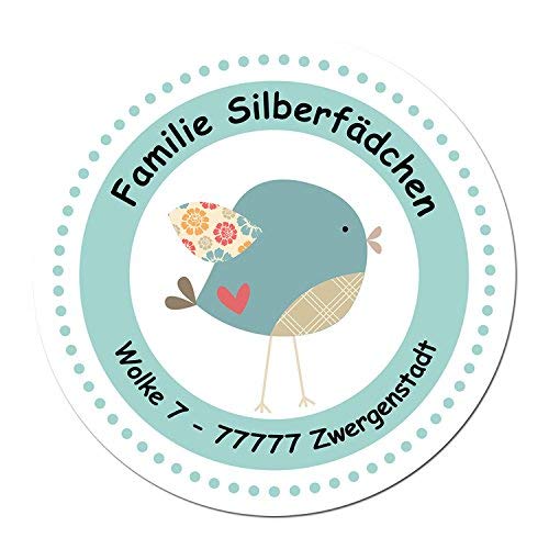 24 individuelle Aufkleber für Kinder - Motiv Vögelchen - personalisierte Sticker - Adresse Schule Einschulung von Papierdrachen