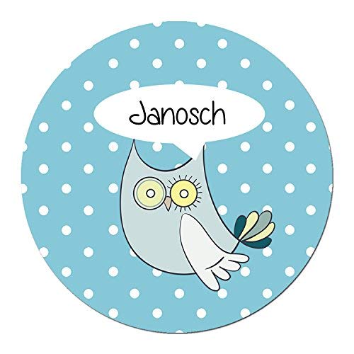 24 individuelle Aufkleber für Kinder - Motiv blaue Eule - personalisierte Sticker - Schule Einschulung von Papierdrachen