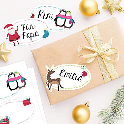8 hochwertige Weihnachtssticker - Aufkleber Wintersymbole mit Nikolaus - ideale Dekoration für Geschenke zu Weihnachten - Weihnachtsdeko und Weihnachtspost von Papierdrachen