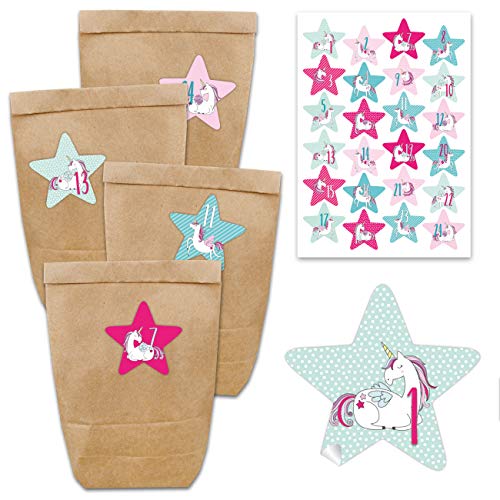 Papierdrachen Adventskalender zum Befüllen - mit 24 braunen Papiertüten und 24 Einhorn- Aufklebern - zum Selbermachen und Basteln - Mini Set Nr 38 - Weihnachtskalender für Kinder Papierdrachen Adventskalender zum Befüllen - mit 24 braunen Papiertüten und 24 Einhorn- Aufklebern - zum Selbermachen und Basteln - Mini Set Nr 38 - Weihnachtskalender für Kinder von Papierdrachen