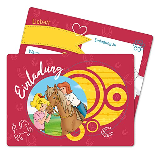 Papierdrachen 12 Einladungskarten zum Kindergeburtstag - Bibi und Tina - Geburtstagseinladungen für deine Geburtstagsparty (DIN A6) - Einladungskarten für Jungen und Mädchen bis 10 Jahre von Papierdrachen