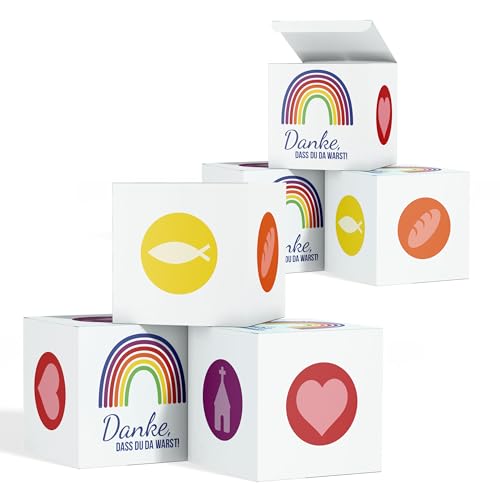 Papierdrachen - 12 Geschenk-Schachteln zum Befüllen - ideales Gastgeschenk - Give-Away-Box - in der Größ 5x5x5cm - Regenbogen - Set 2 von Papierdrachen