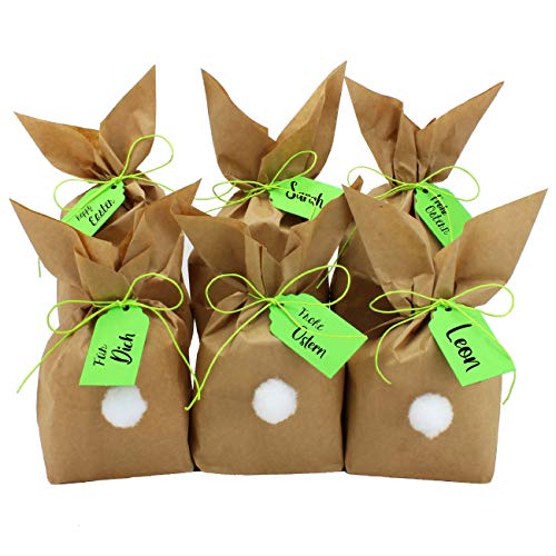Papierdrachen 12 Osterhasen zum selber Basteln und Befüllen - Kreatives Geschenk zu Ostern mit 12 Papiertüten, Kordel und Pompons - für Kinder von Papierdrachen