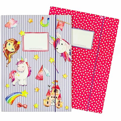 Papierdrachen 2 hochwertige Schulmappen für Kinder DIN A4 | Motiv Einhorn - Postmappe für Grundschüler - Heftsammler - Sammelhefter - Set Nummer 2 Papierdrachen 2 hochwertige Schulmappen für Kinder DIN A4 | Motiv Einhorn - Postmappe für Grundschüler - Heftsammler - Sammelhefter - Set Nummer 2 von Papierdrachen