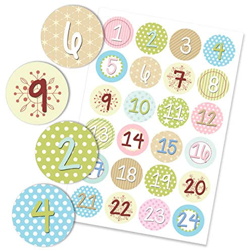 Papierdrachen 24 Adventskalender Zahlenaufkleber - Nr 25 - Sticker 4cm - zum Basteln und Dekorieren von Papierdrachen