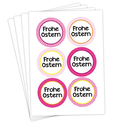 Papierdrachen 24 Oster Aufkleber zum Basteln und Dekorieren - Motiv Frohe Ostern rosa-pink - Sticker Nr 47 - Ostern 2021 von Papierdrachen