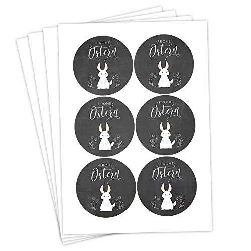Papierdrachen 24 Oster Aufkleber zum Basteln und Dekorieren - Motiv Frohe Ostern schwarz-weiß - Sticker Nr 44 - Ostern 2021 von Papierdrachen