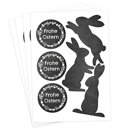 Papierdrachen 24 Oster Aufkleber zum Basteln und Dekorieren - Motiv schwarze Osterhasen & Frohe Ostern - Sticker Nr 1 - Ostern 2023 Papierdrachen 24 Oster Aufkleber zum Basteln und Dekorieren - Motiv schwarze Osterhasen & Frohe Ostern - Sticker Nr 1 - Ostern 2023 von Papierdrachen