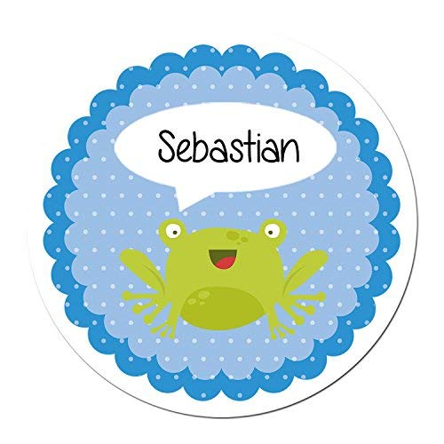 24 individuelle Aufkleber für Kinder - Motiv Frosch - personalisierte Sticker - Schule Einschulung von Papierdrachen
