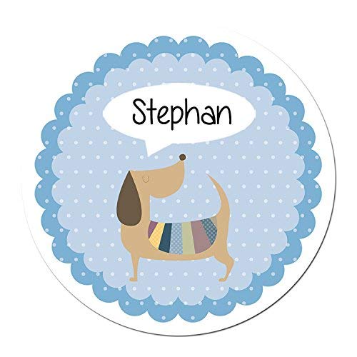 24 individuelle Aufkleber für Kinder - Motiv Hund - personalisierte Sticker - Schule Einschulung von Papierdrachen