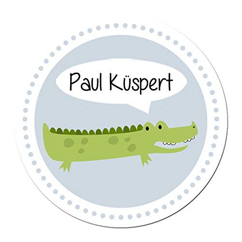 24 individuelle Aufkleber für Kinder - Motiv Krokodil - personalisierte Sticker - Schule Einschulung von Papierdrachen