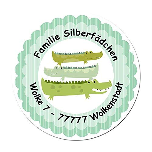 Papierdrachen 24 individuelle Aufkleber für Kinder - Motiv Krokodile - personalisierte Sticker - Adresse Schule Einschulung von Papierdrachen