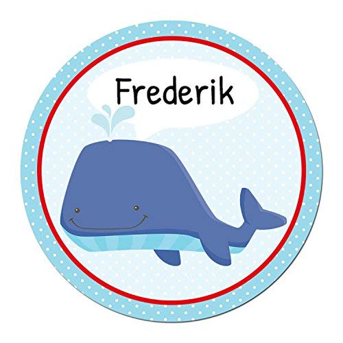 24 individuelle Aufkleber für Kinder - Motiv Wal - personalisierte Sticker - Schule Einschulung von Papierdrachen