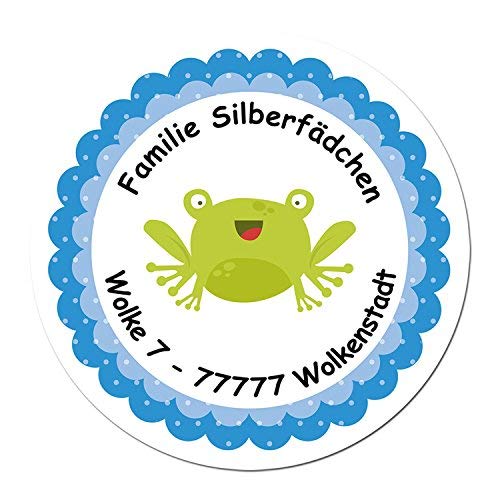 Papierdrachen 24 individuelle Aufkleber für Kinder - Motiv blauer Frosch - personalisierte Sticker - Adresse Schule Einschulung Papierdrachen 24 individuelle Aufkleber für Kinder - Motiv blauer Frosch - personalisierte Sticker - Adresse Schule Einschulung von Papierdrachen