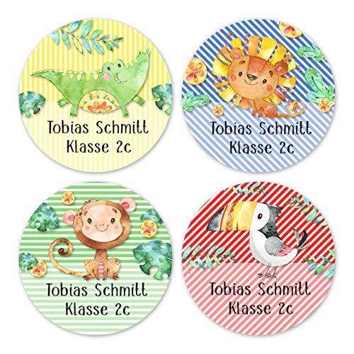 Papierdrachen 24 individuelle Namensaufkleber zum Markieren von Heften und Schul-Büchern - Afrika - personalisierte Sticker für Kinder - Geschenk zur Einschulung - Schulbuchetiketten von Papierdrachen