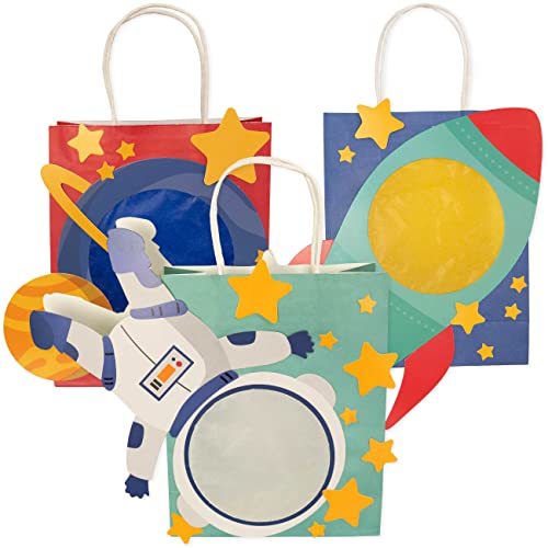 Papierdrachen 3 Laternen zum Selber Basteln - Henkeltüten mit Transparentpapier und Stanzteilen - Astronauten - für Mädchen und Jungen - Ideal für Kindergartenkinder von Papierdrachen