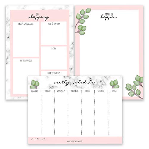 Papierdrachen 3 Notizblöcke für Termine, Wochenplaner, Habit Tracker und Notizen - Tagesplaner und Wochenplaner Eukalyptus Marmor - Ideal für Schule, Uni und Haushalt - Set 11 - DIN A5 Papierdrachen 3 Notizblöcke für Termine, Wochenplaner, Habit Tracker und Notizen - Tagesplaner und Wochenplaner Eukalyptus Marmor - Ideal für Schule, Uni und Haushalt - Set 11 - DIN A5 von Papierdrachen