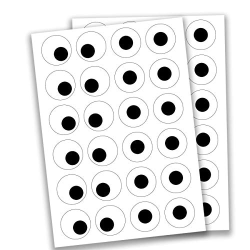 Papierdrachen 48 Augen Aufkleber - zur Dekoration und zum Basteln von Gesichtern und Tieren - 4 cm Durchmesser - verschiedene Sticker von Papierdrachen