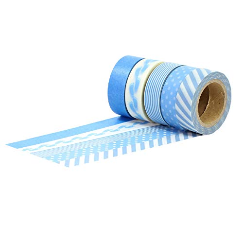 Papierdrachen 5 Rollen Washi Tape - Blau - Klebeband zum Dekorieren von Bullet Journals und Geschenken - Masking Tape Set 19 für Scrapbooking und DIY-Projekte Papierdrachen 5 Rollen Washi Tape - Blau - Klebeband zum Dekorieren von Bullet Journals und Geschenken - Masking Tape Set 19 für Scrapbooking und DIY-Projekte von Papierdrachen