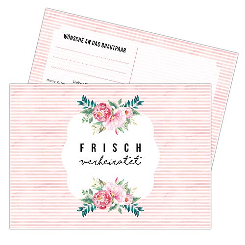 Papierdrachen 50 Ballonflugkarten zur Hochzeit - BallonKarten zum Anbinden an Heliumballons - Frisch verheiratet - Vintage rosa - superleicht für einen weiten Flug von Papierdrachen