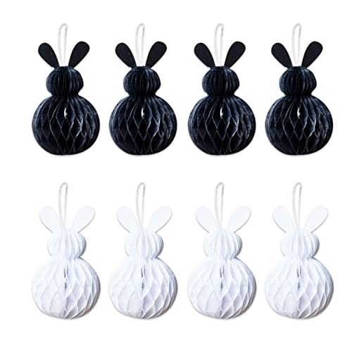 Papierdrachen 8 Osterhasen aus Seidenpapier zum Aufhängen und Dekorieren - Größe 8 x 5 cm inkl Band - ideale Osterdekoration für Sträucher und Äste - wiederverwendbar - weiß, schwarz - Set 5 Papierdrachen 8 Osterhasen aus Seidenpapier zum Aufhängen und Dekorieren - Größe 8 x 5 cm inkl Band - ideale Osterdekoration für Sträucher und Äste - wiederverwendbar - weiß, schwarz - Set 5 von Papierdrachen