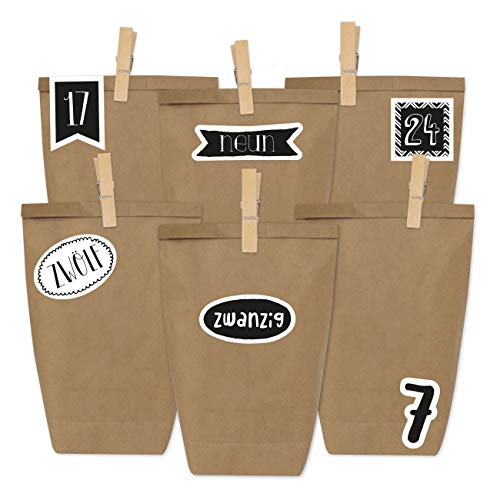 Papierdrachen Adventskalender zum Befüllen - Zahlen zum Aufkleben - mit 24 braunen Papiertüten und tollen Stickern für Kinder - Weihnachten Papierdrachen Adventskalender zum Befüllen - Zahlen zum Aufkleben - mit 24 braunen Papiertüten und tollen Stickern für Kinder - Weihnachten von Papierdrachen