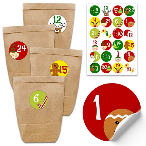 Papierdrachen Adventskalender zum Befüllen - mit 24 braunen Papiertüten und 24 bunten Aufklebern - zum Selbermachen und Basteln - Mini Set Nr 1 - Weihnachtskalender für Kinder Papierdrachen Adventskalender zum Befüllen - mit 24 braunen Papiertüten und 24 bunten Aufklebern - zum Selbermachen und Basteln - Mini Set Nr 1 - Weihnachtskalender für Kinder von Papierdrachen