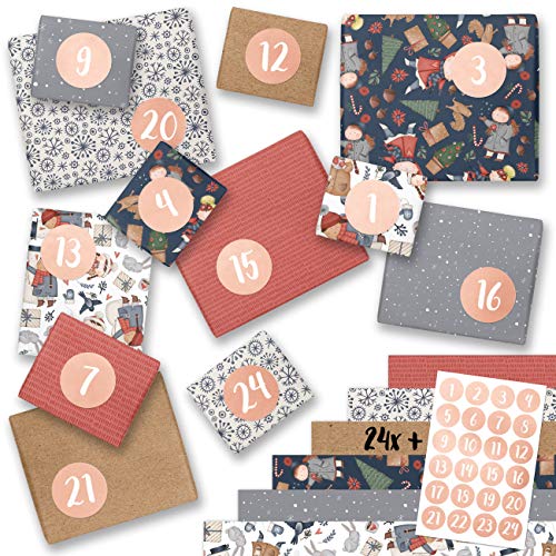 Papierdrachen DIY Adventskalender Geschenkpapier - Wrapping Paper mit Zahlen von 1-24 - Motiv Eisläuferin - Geschenkverpackung Advent für größere Geschenke - 24 Bögen Papierdrachen DIY Adventskalender Geschenkpapier - Wrapping Paper mit Zahlen von 1-24 - Motiv Eisläuferin - Geschenkverpackung Advent für größere Geschenke - 24 Bögen von Papierdrachen