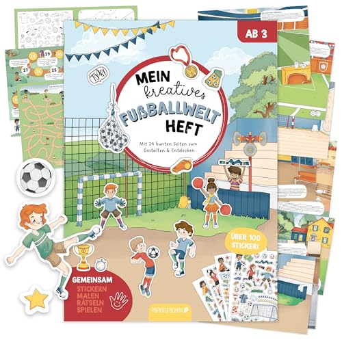 Papierdrachen Stickerheft 4 in 1 Fußball - Mein kreatives Fußballwelt Heft - 24 Seiten - Malen - Spiele - Rätsel - über 100 Sticker - ab 3 Jahren Papierdrachen Stickerheft 4 in 1 Fußball - Mein kreatives Fußballwelt Heft - 24 Seiten - Malen - Spiele - Rätsel - über 100 Sticker - ab 3 Jahren von Papierdrachen