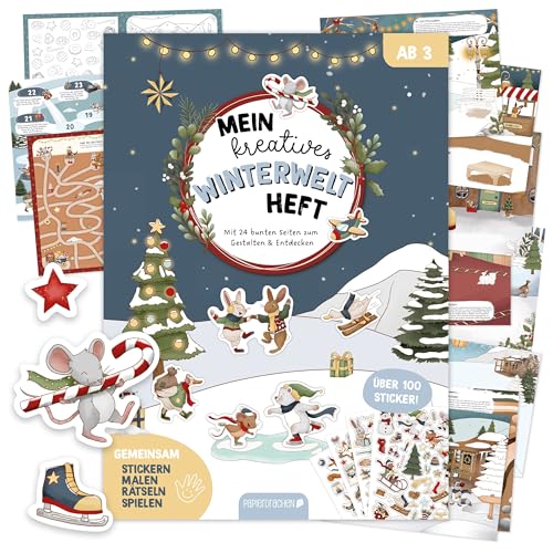 Papierdrachen Stickerheft 4 in 1 Wintertiere - Mein kreatives Winterwelt Heft - 24 Seiten - Malen - Spiele - Rätsel - über 100 Sticker - ab 3 Jahren Papierdrachen Stickerheft 4 in 1 Wintertiere - Mein kreatives Winterwelt Heft - 24 Seiten - Malen - Spiele - Rätsel - über 100 Sticker - ab 3 Jahren von Papierdrachen