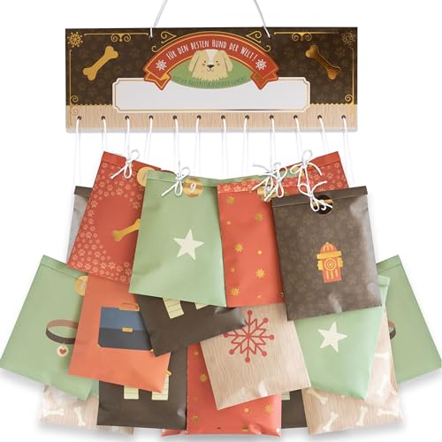 Papierdrachen Tüten-Adventskalender-Set - in Papierbox - 24 Papiertüten in 4 verschiedenen Design und 24 Sticker - außergewöhnliche Geschenkidee - für deinen Vierbeiner - Hund - Set 2 von Papierdrachen