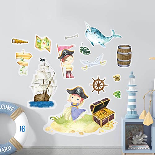 Papierdrachen Wandtattoos - 8 Bögen mit Wandstickern für Kinder - Kinderzimmer Dekoration - Wand Deko - Piraten - 22 x 30 cm je Bogen - für Jungen und Mädchen - Set 9 von Papierdrachen
