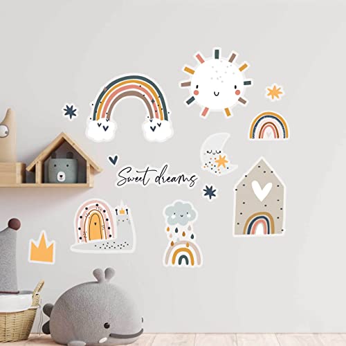 Papierdrachen Wandtattoos - 8 Bögen mit Wandstickern für Kinder - Kinderzimmer Dekoration - Wand Deko - Regenbogen - 22 x 30 cm je Bogen - für Jungen und Mädchen - Set 10 Papierdrachen Wandtattoos - 8 Bögen mit Wandstickern für Kinder - Kinderzimmer Dekoration - Wand Deko - Regenbogen - 22 x 30 cm je Bogen - für Jungen und Mädchen - Set 10 von Papierdrachen