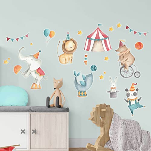 Papierdrachen Wandtattoos - 8 Bögen mit Wandstickern für Kinder - Kinderzimmer Dekoration - Wand Deko - Zirkus - 22 x 30 cm je Bogen - für Jungen und Mädchen - Set 3 Papierdrachen Wandtattoos - 8 Bögen mit Wandstickern für Kinder - Kinderzimmer Dekoration - Wand Deko - Zirkus - 22 x 30 cm je Bogen - für Jungen und Mädchen - Set 3 von Papierdrachen