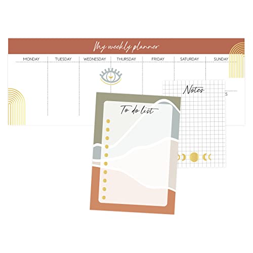 Papierdrachen Wochenplan - 3 Schreibblöcke für Notizen und To Do Liste - Tagesplaner Boho - Ideal für Schule, Arbeit, Uni und Haushalt - 10,5 x 29,7 cm | DIN A6 | DIN A7 - Set 6 Papierdrachen Wochenplan - 3 Schreibblöcke für Notizen und To Do Liste - Tagesplaner Boho - Ideal für Schule, Arbeit, Uni und Haushalt - 10,5 x 29,7 cm | DIN A6 | DIN A7 - Set 6 von Papierdrachen